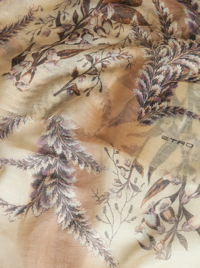 Men Printed Linen And SilkBlend Scarf Etro Scarves