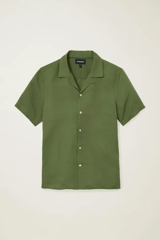 Men Riviera Cabana Shirt Crocodile Green Bonobos Casual Shirts