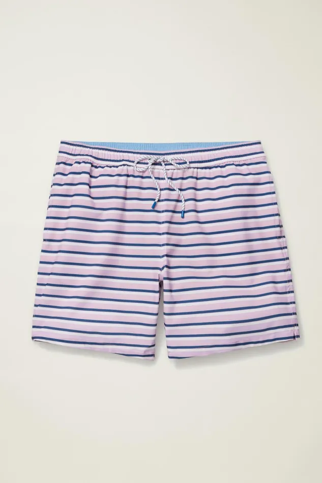 Men Riviera Recycled Swim Trunks Lilac Theo Stripe Bonobos Swim Trunks
