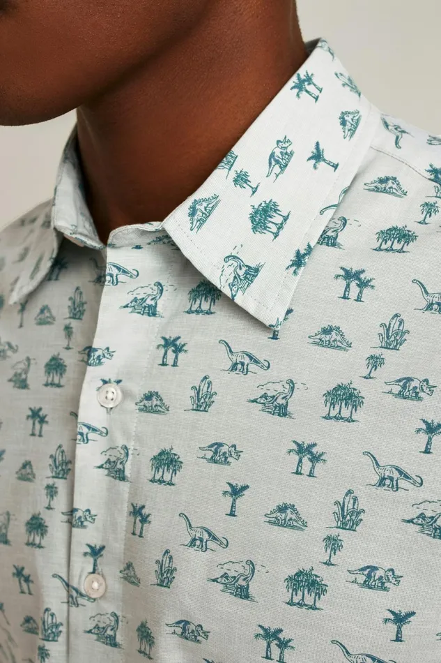 Men Riviera Short Sleeve Shirt Blue Dino Toile Bonobos Casual Shirts