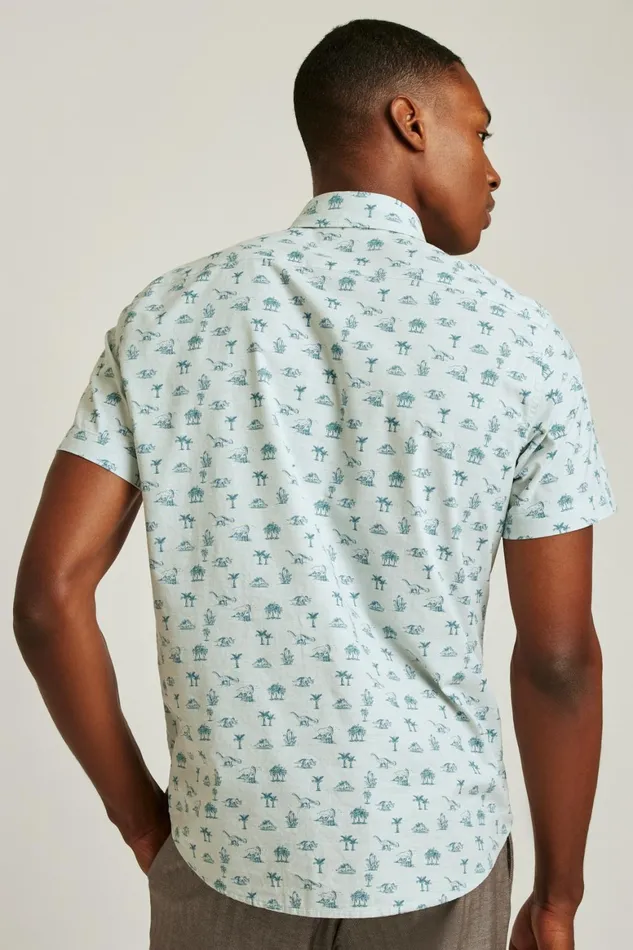 Men Riviera Short Sleeve Shirt Blue Dino Toile Bonobos Casual Shirts
