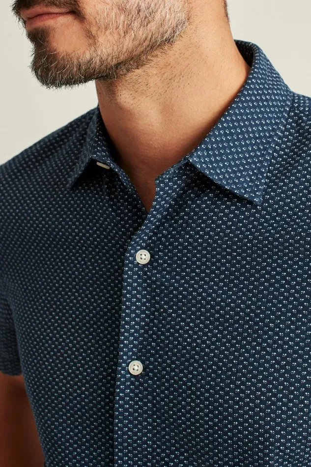 Men Riviera Short Sleeve Shirt Blue Seersucker Duane Flower Bonobos Casual Shirts