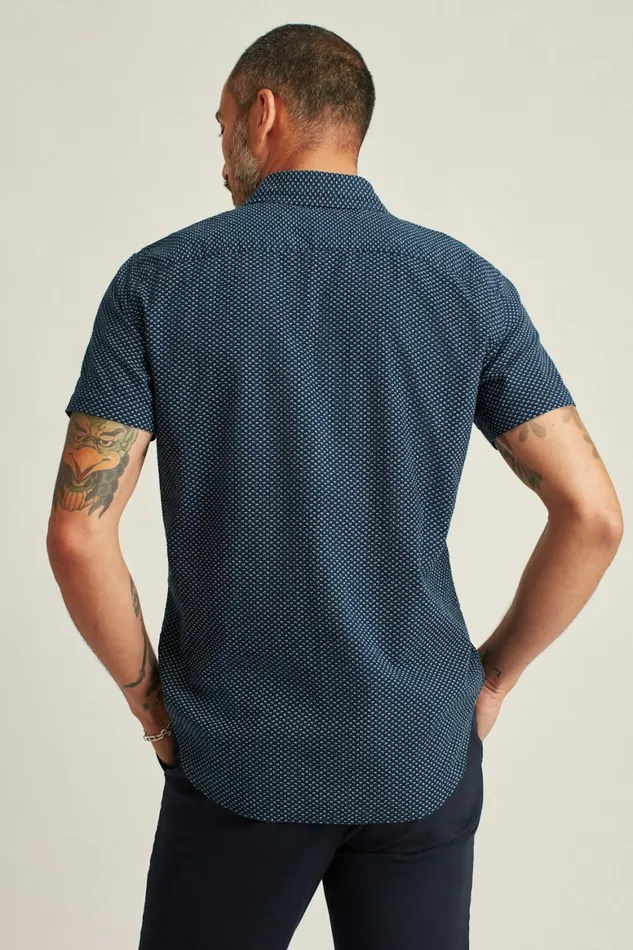 Men Riviera Short Sleeve Shirt Blue Seersucker Duane Flower Bonobos Casual Shirts