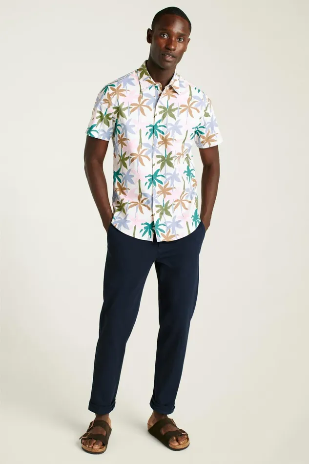Men Riviera Short Sleeve Shirt Hazy Playa Palms Bonobos Casual Shirts