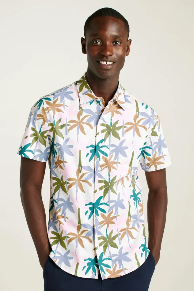 Men Riviera Short Sleeve Shirt Hazy Playa Palms Bonobos Casual Shirts