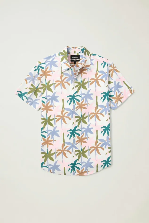 Men Riviera Short Sleeve Shirt Hazy Playa Palms Bonobos Casual Shirts