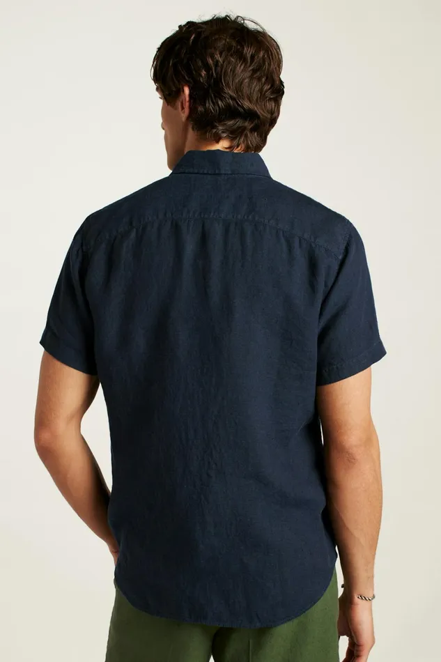 Men Riviera Short Sleeve Shirt Midnight Linen Bonobos Casual Shirts