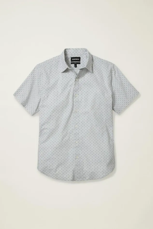 Men Riviera Short Sleeve Shirt Navy Gray Cove Dot Bonobos Casual Shirts