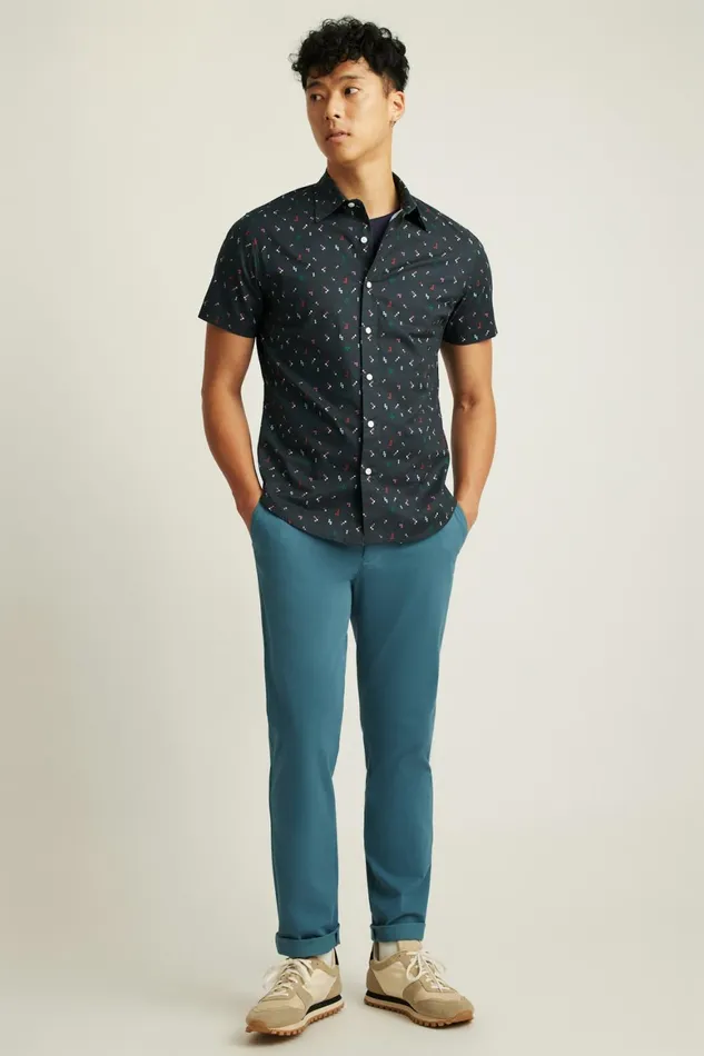 Men Riviera Short Sleeve Shirt Navy Pixel Party Bonobos Casual Shirts