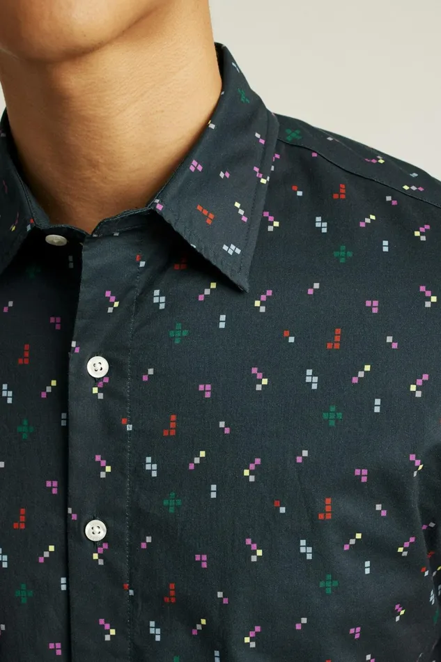 Men Riviera Short Sleeve Shirt Navy Pixel Party Bonobos Casual Shirts