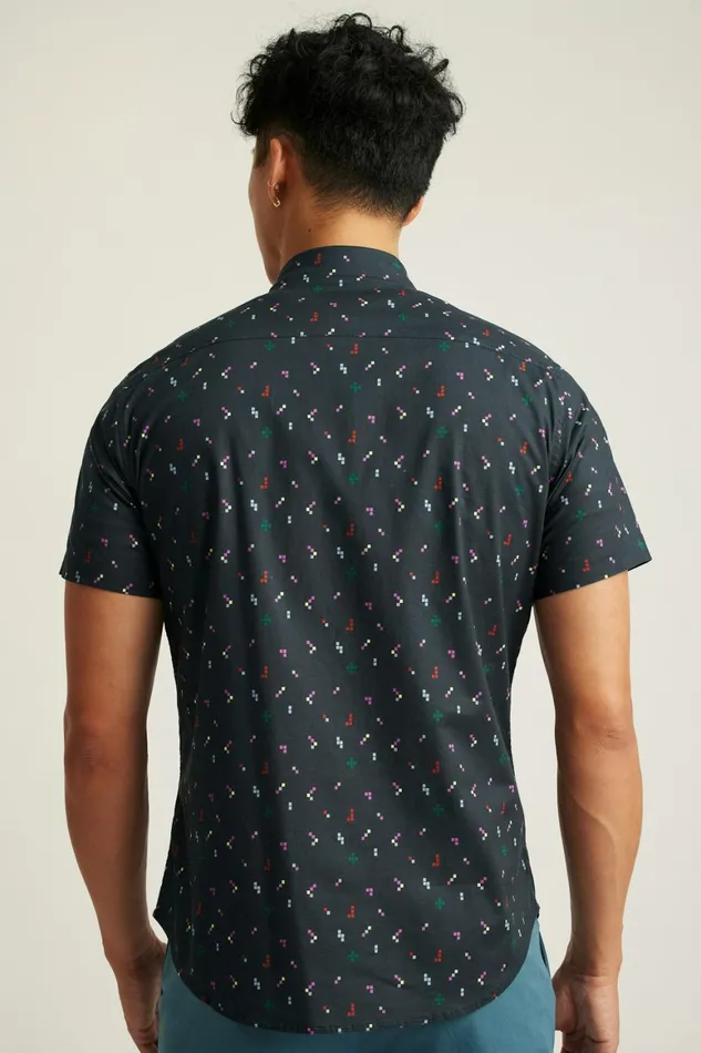Men Riviera Short Sleeve Shirt Navy Pixel Party Bonobos Casual Shirts
