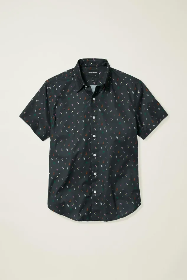 Men Riviera Short Sleeve Shirt Navy Pixel Party Bonobos Casual Shirts