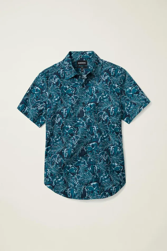 Men Riviera Short Sleeve Shirt Navy Prowlers Bonobos Casual Shirts