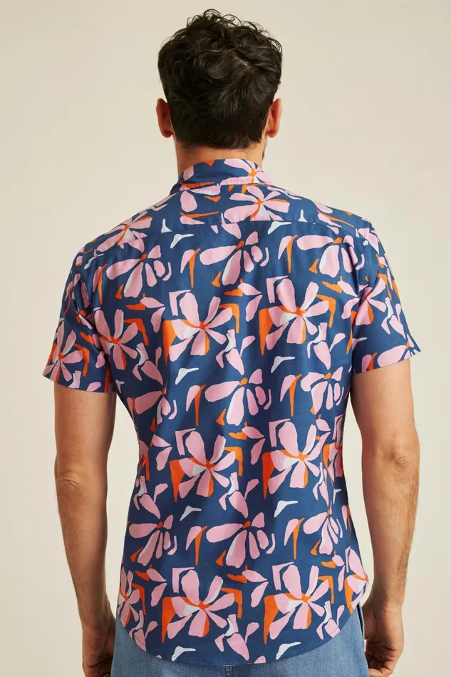 Men Riviera Short Sleeve Shirt Spring Twilight Hibiscus Bonobos Casual Shirts