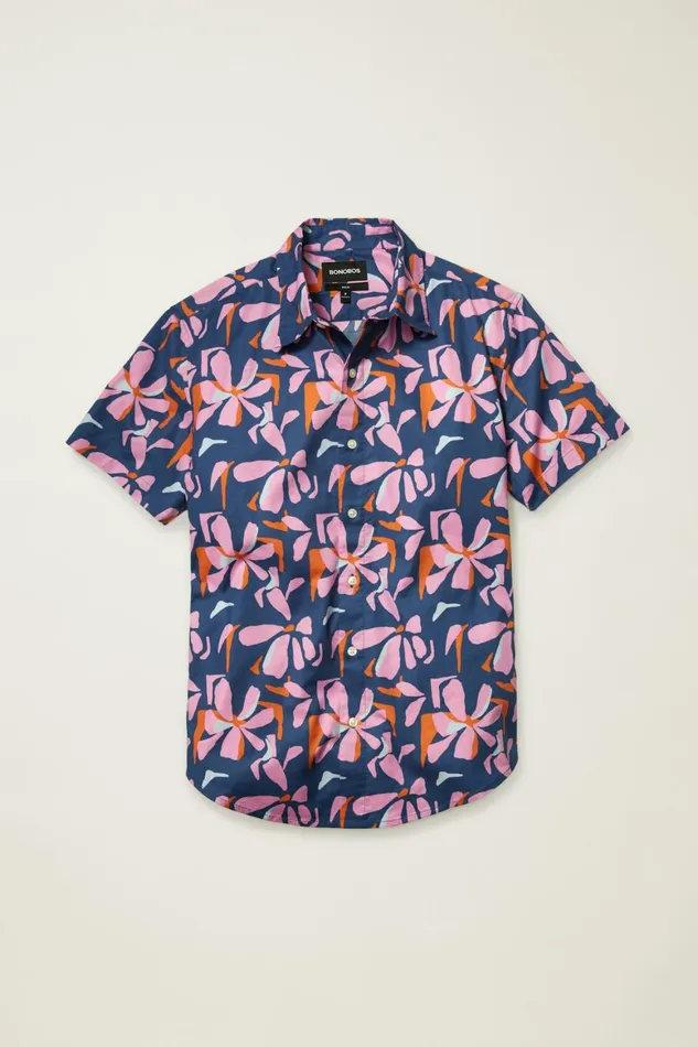 Men Riviera Short Sleeve Shirt Spring Twilight Hibiscus Bonobos Casual Shirts