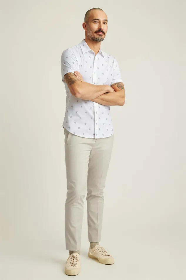 Men Riviera Short Sleeve Shirt Violet Botanicals Bonobos Casual Shirts
