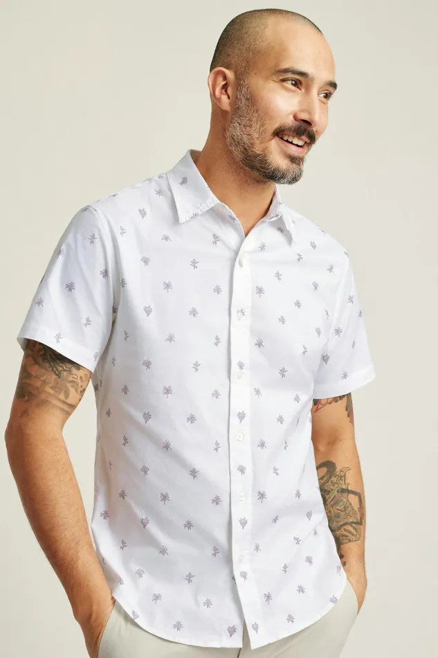 Men Riviera Short Sleeve Shirt Violet Botanicals Bonobos Casual Shirts