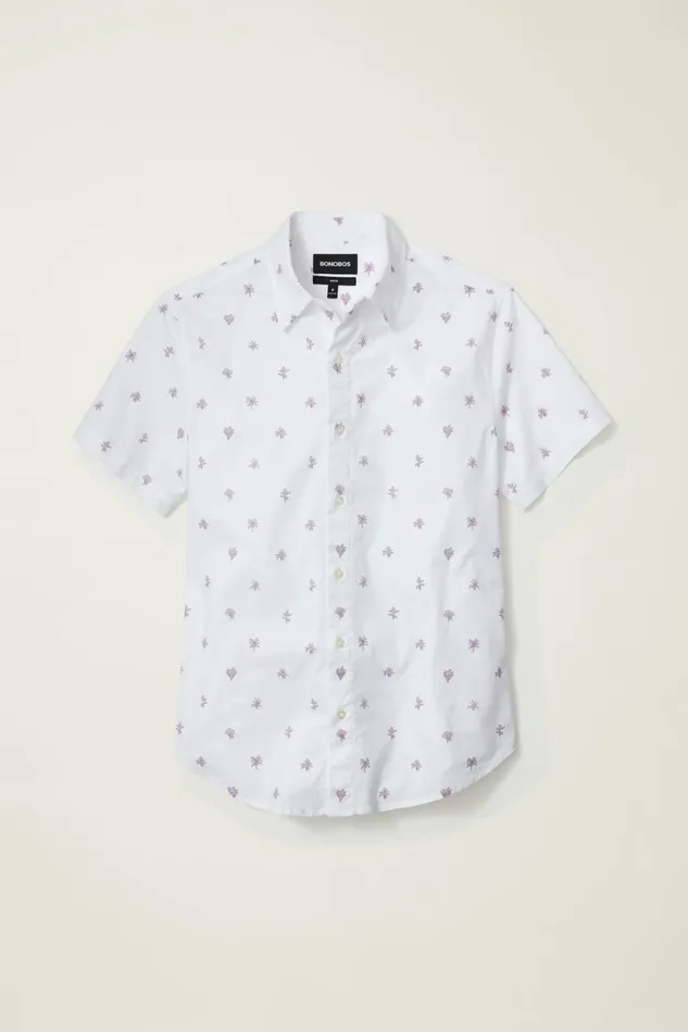 Men Riviera Short Sleeve Shirt Violet Botanicals Bonobos Casual Shirts