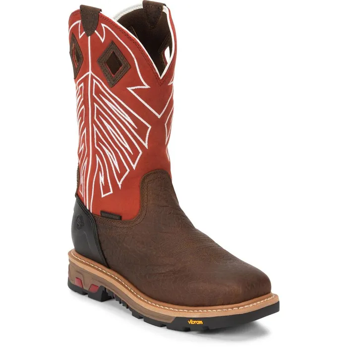 MEN Roughneck 12034 Waterproof Steel Toe Walnut Justin Boots Work