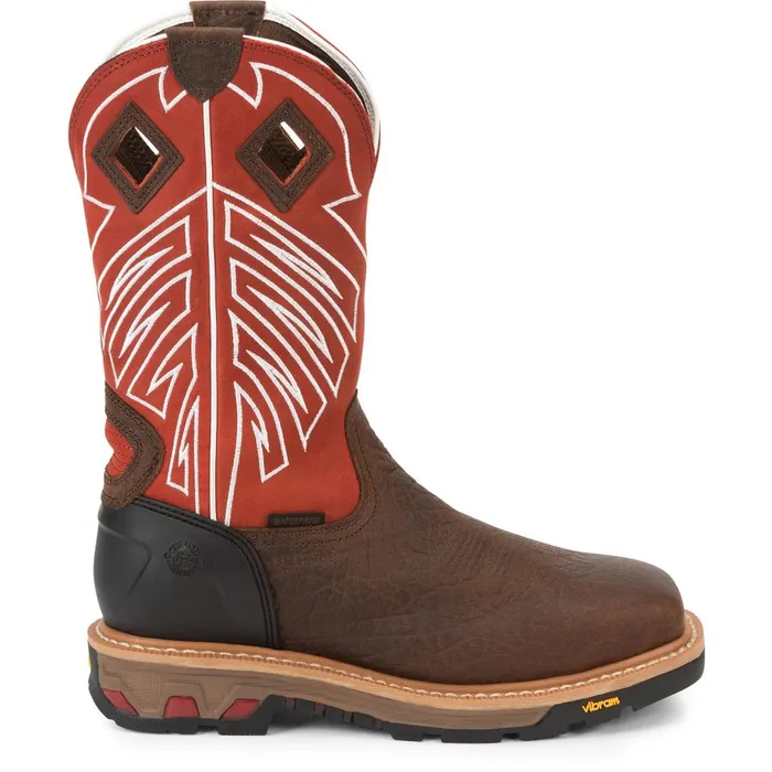 MEN Roughneck 12034 Waterproof Steel Toe Walnut Justin Boots Work