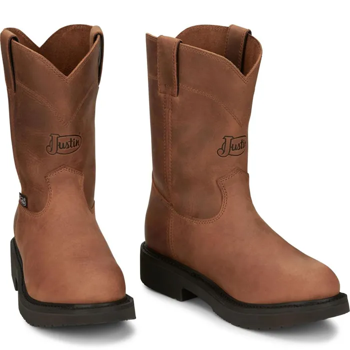 MEN RoundUp 10 Work Aged Bark Justin Boots Work