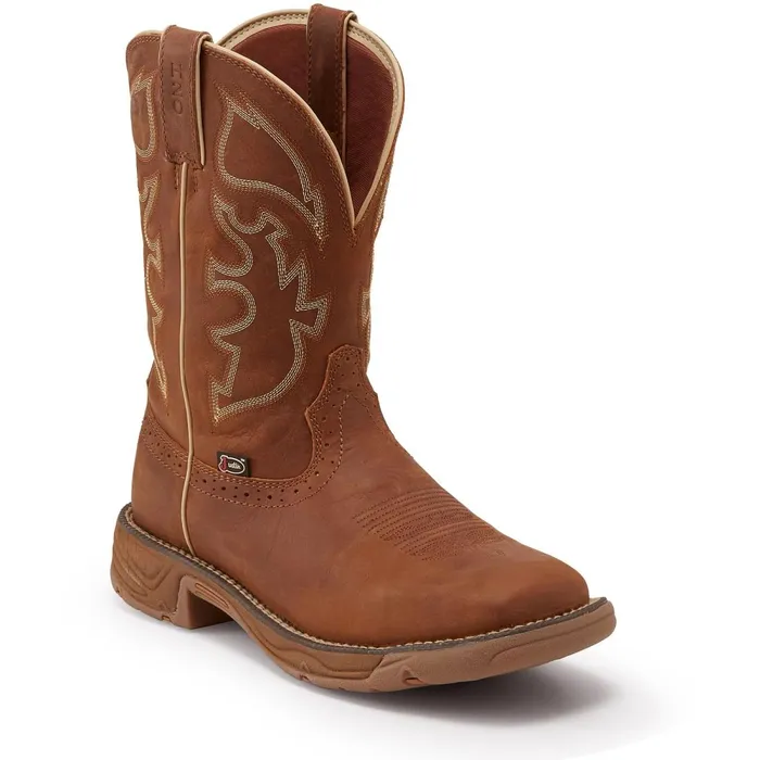 MEN Rush 11034 Waterproof Saddle Tan Justin Boots Work