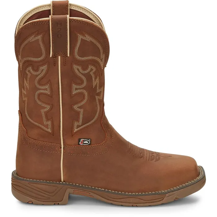 MEN Rush 11034 Waterproof Saddle Tan Justin Boots Work