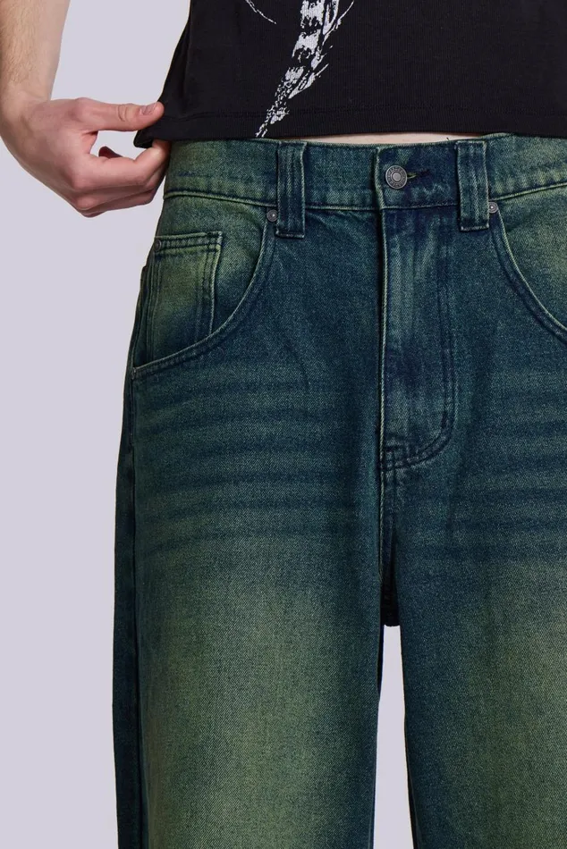 Men Sandblast Oversized Skate Fit Denim Jeans Jaded London Colossus Jeans