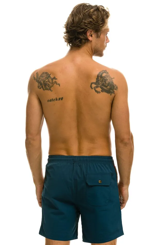 Men Shorts Aviator Nation 5 Stripe Flex Shorts 7 Inch 8211 Deep Ocean