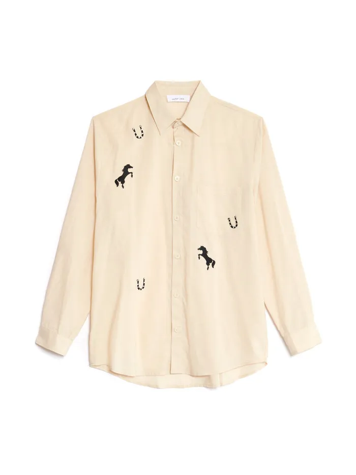 Men Sister Jane Shirts Penny Applique Shirt Vintage Cream