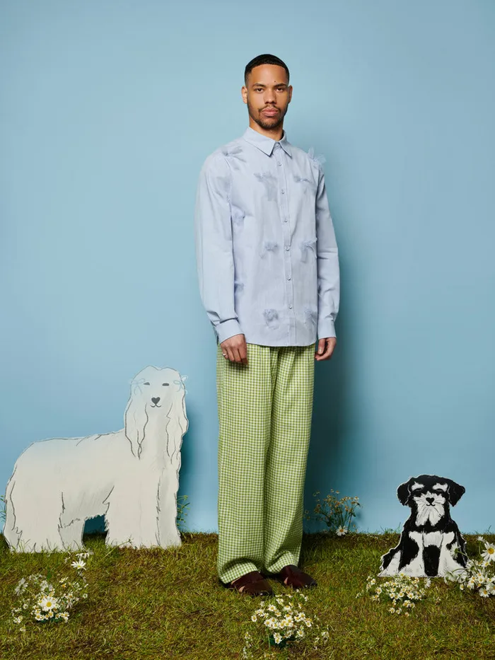 Men Sister Jane Shirts Penny Tulle Bow Shirt Pale Blue