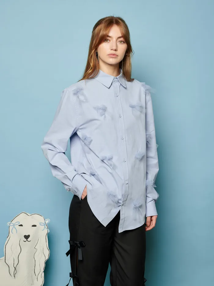 Men Sister Jane Shirts Penny Tulle Bow Shirt Pale Blue