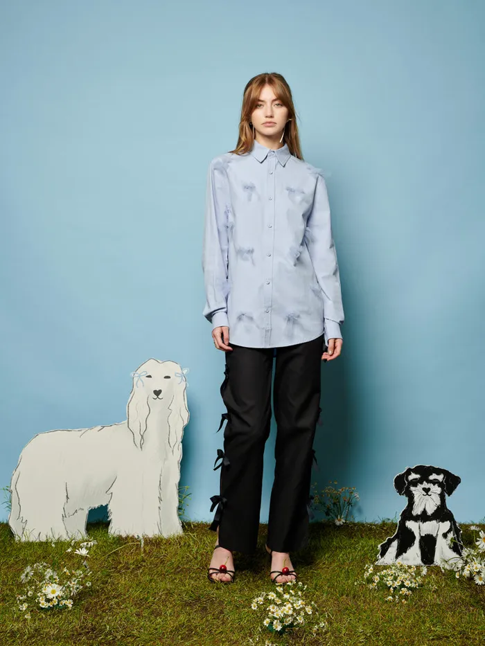 Men Sister Jane Shirts Penny Tulle Bow Shirt Pale Blue