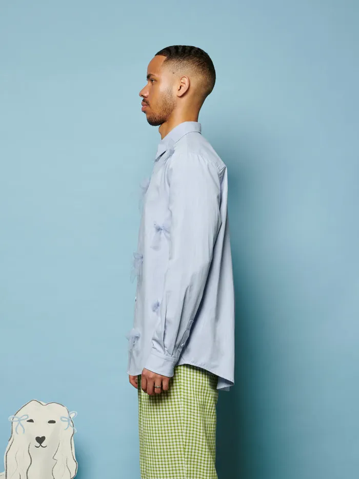 Men Sister Jane Shirts Penny Tulle Bow Shirt Pale Blue