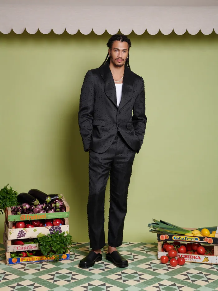 Men Sister Jane Trousers Layne Texture Trousers Coal Black