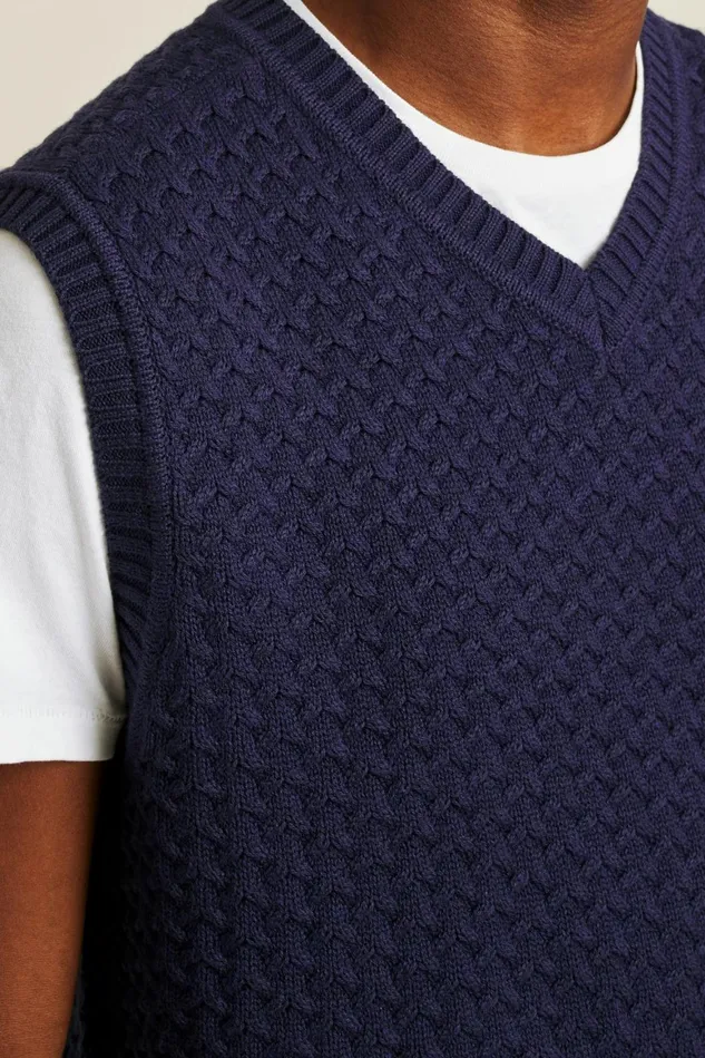 Men Soft Air Sweater Vest Navy Bonobos Crew and VNeck Sweaters