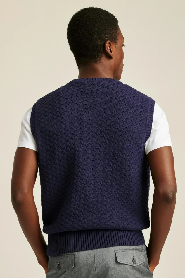Men Soft Air Sweater Vest Navy Bonobos Crew and VNeck Sweaters