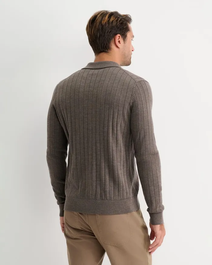 Men Sportscraft Knitwear Angus Merino Knit Cardigan Bark
