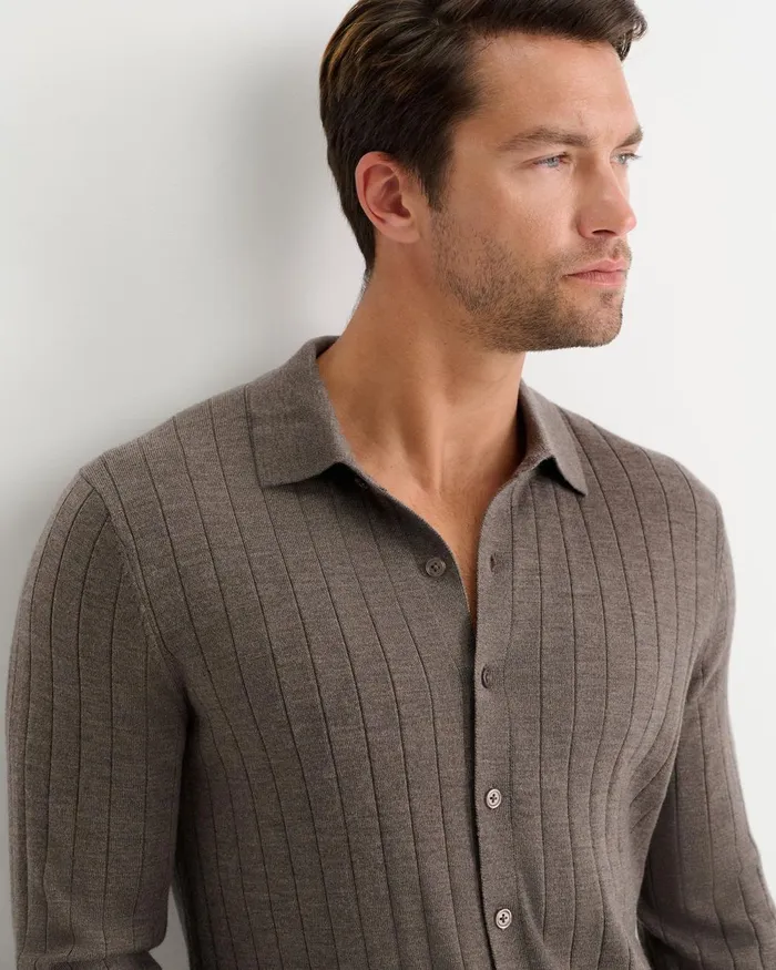 Men Sportscraft Knitwear Angus Merino Knit Cardigan Bark