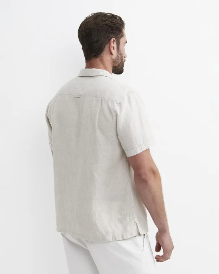 Men Sportscraft Shirts Short Sleeve Stanton Linen Shirt Natural