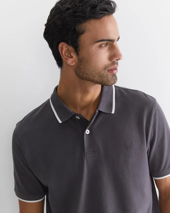 Men Sportscraft TShirts and Polos Sc Tipped Pique Polo Charcoal