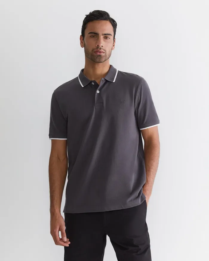 Men Sportscraft TShirts and Polos Sc Tipped Pique Polo Charcoal