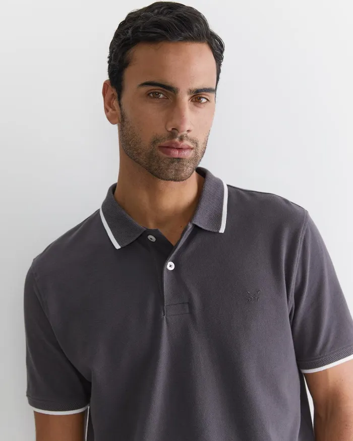 Men Sportscraft TShirts and Polos Sc Tipped Pique Polo Charcoal