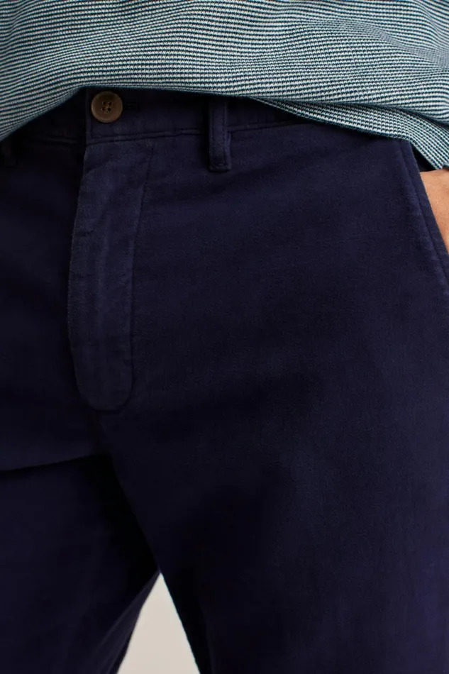 Men Stretch Italian Moleskin Trouser Maritime Blue Bonobos Dress Pants