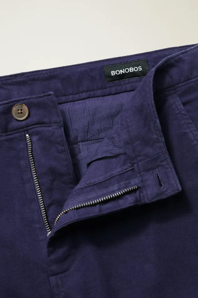 Men Stretch Italian Moleskin Trouser Maritime Blue Bonobos Dress Pants