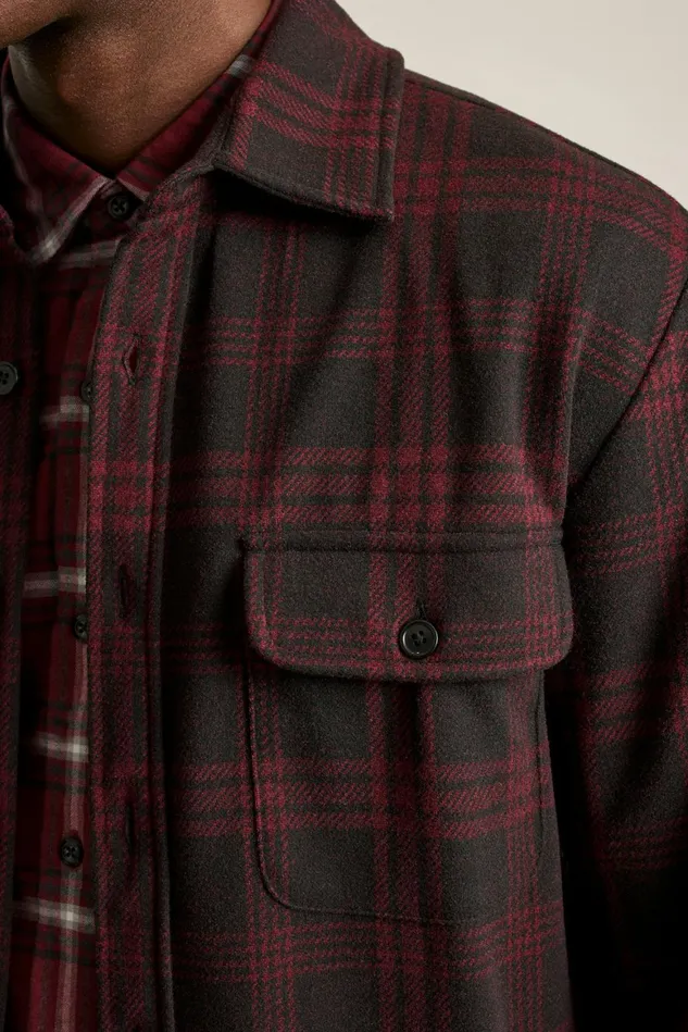 Men Sweater Overshirt Black Red Plaid Bonobos Casual Shirts