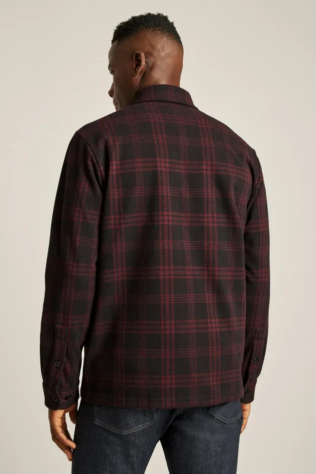 Men Sweater Overshirt Black Red Plaid Bonobos Casual Shirts