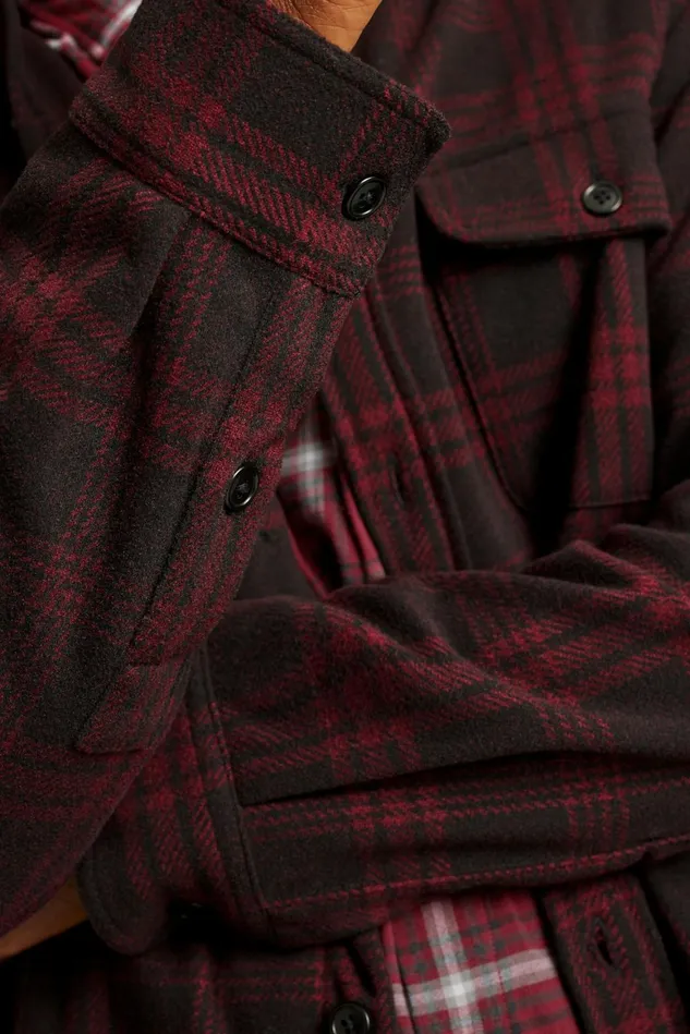 Men Sweater Overshirt Black Red Plaid Bonobos Casual Shirts