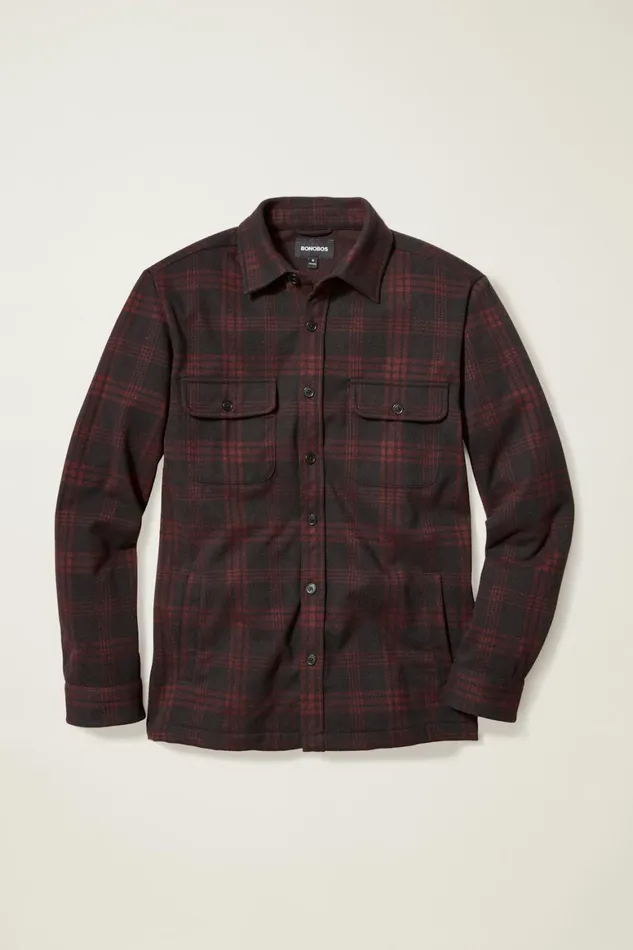 Men Sweater Overshirt Black Red Plaid Bonobos Casual Shirts