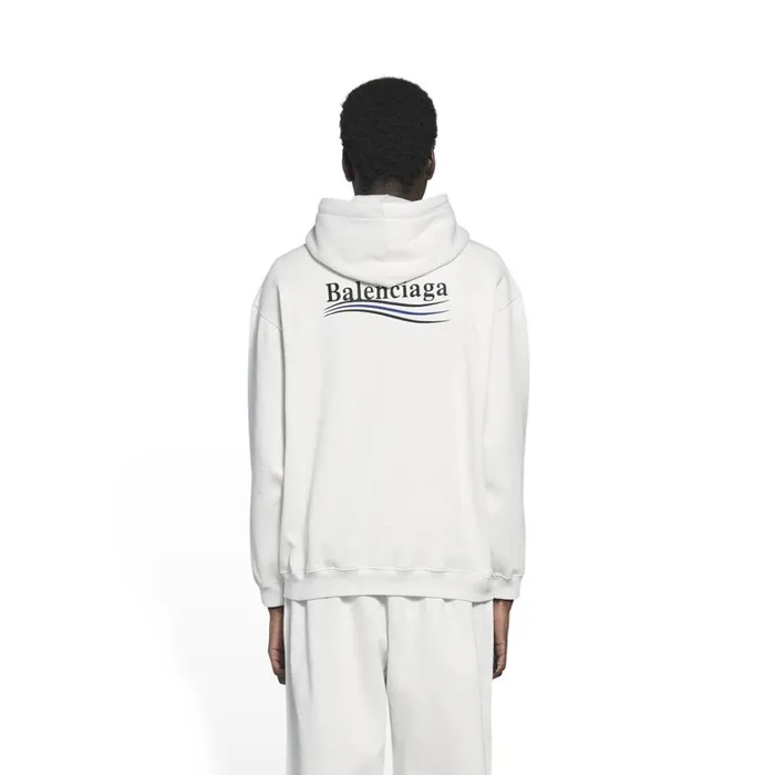 Men Sweatshirts and Hoodies Balenciaga Political Campaign Hoodie Medium Fit In White